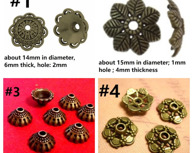 12pc  antique bronze finish metal alloy bead caps-pls pick a style