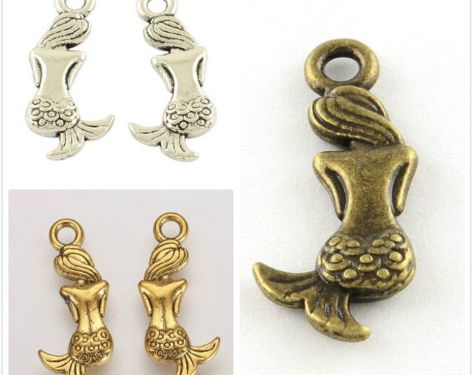 12pc  20x8.5mm antique finish metal mermaid charms-pls pick a color