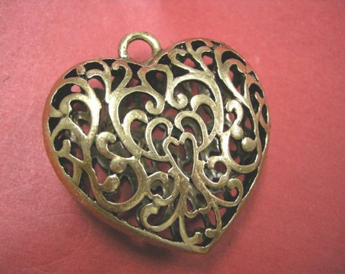 1pc 50X49mm antique bronze finish metal heart pendant-LL1398