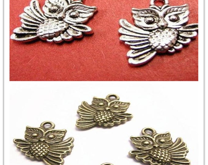 8pc 20x16mm antique finish metal owl pendant-pls pick a color