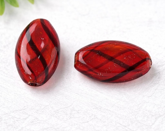 4pcs 20x13.5mm flat oval shape handmade blown glass fancy beads