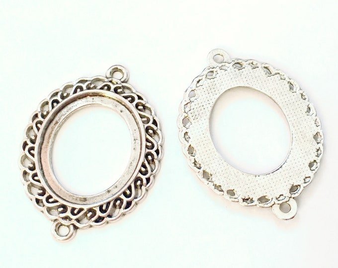 4pcs 35x26mm antique silver finish metal oval links-5012