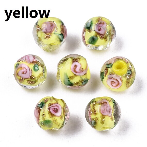 Round Orange,Golden 16mm Handmade Lampwork Beads at ₹ 950/piece in Hathras