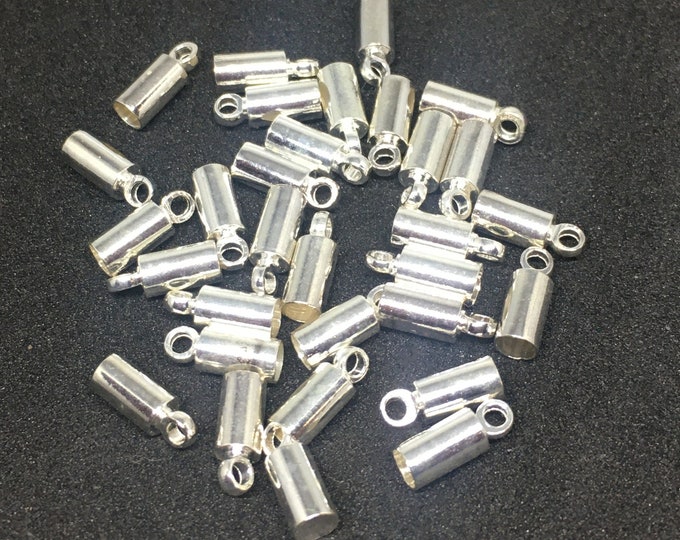 30pc Silver finish Brass Cord Ends-5372