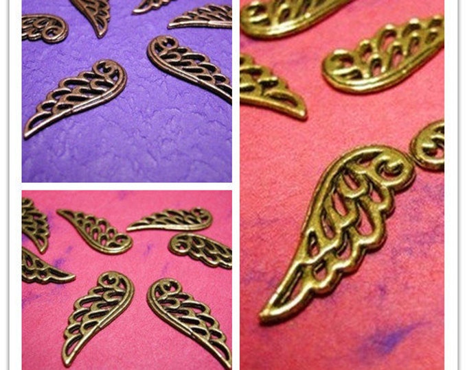 8pc antique lead nickel free wing charm-pls choose your color