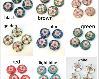 4pc  15.5x6.5mm flat round Cloisonne beads LL1447-pls pick a color