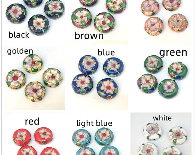 4pc  15.5x6.5mm flat round Cloisonne beads LL1447-pls pick a color