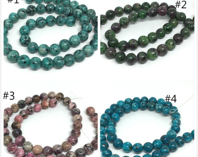 15 inch strand 8mm Dyed Dalmatian round beads-pls pick a color