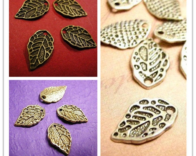 12pc 16x10mm antique  finish metal leaf pendant-pls pick a color