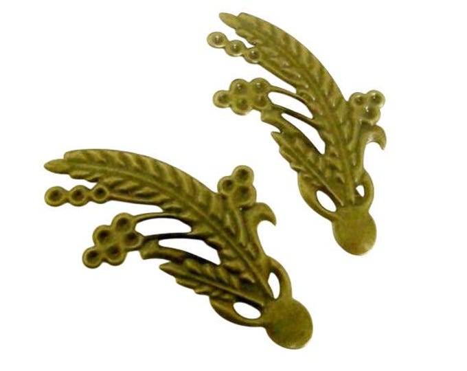 10pc antique bronze finish 54x32mm flower  filigree wrap-6641