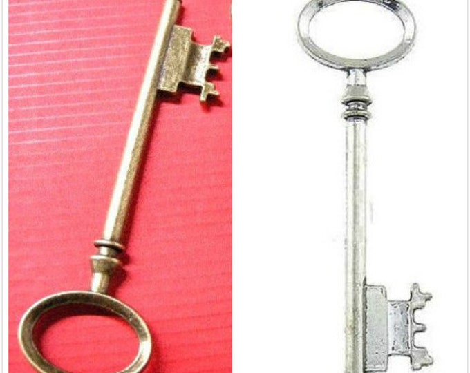 2pc 80x23mm antique finish  metal large key pendant-pls pick a color