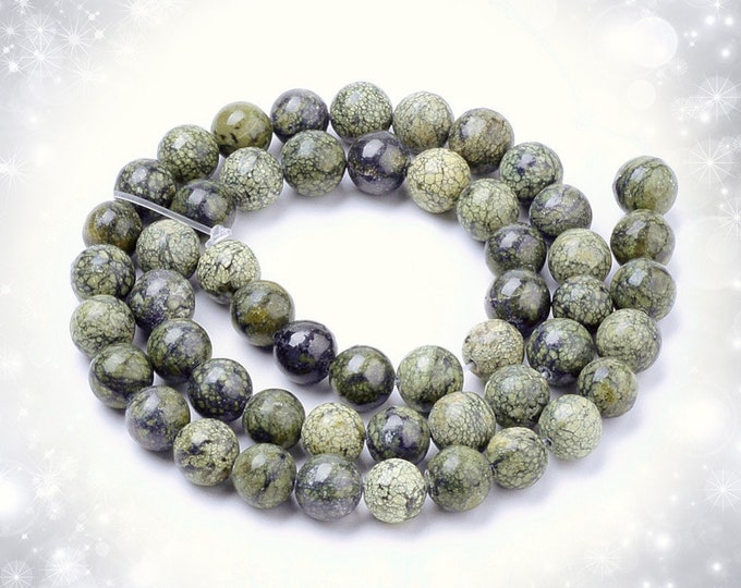 15 Inch Strand Of  Serpentine Stone Round Bead  -pls pick a size