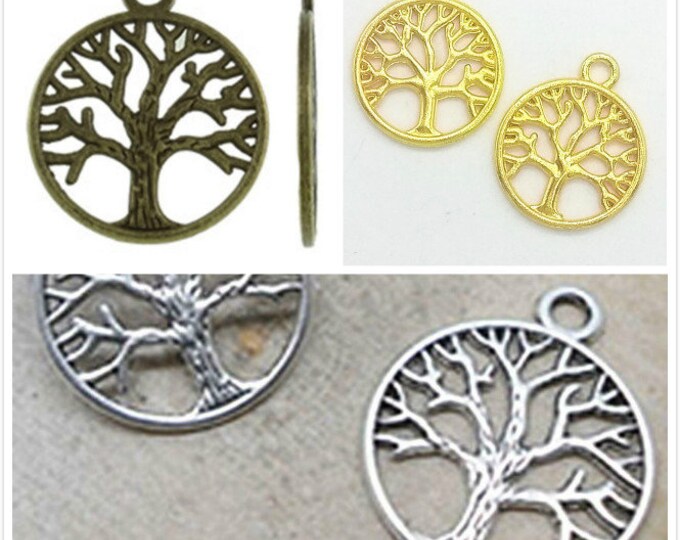 12pc 23x19mm zinc alloy metal tree pendant-pls pick your color