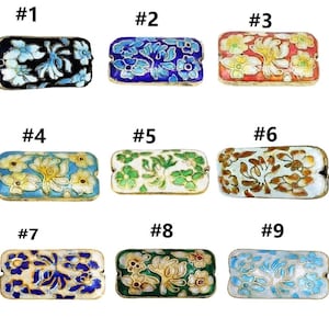 1pc 29x16mm rectangular shape flower  pattern cloisonne beads-R703-Pls pick a color