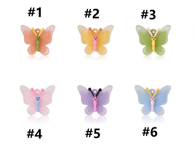 6pc Resin Butterfly Pendants - 40x33mm Realistic Wing Charms (Choose Your Color!) - Jewelry Making, DIY Necklace, Earrings