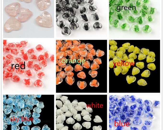 6PC 16mm  Handmade Luminous Heart Shape Lampwork Beads glow in the dark TIN52-pls pick a color
