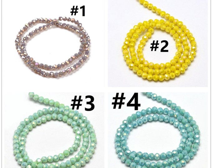 1 strand 4mm Faceted Round Full Rainbow Plated Electroplate Glass Beads(95pcs)- pls pick a color
