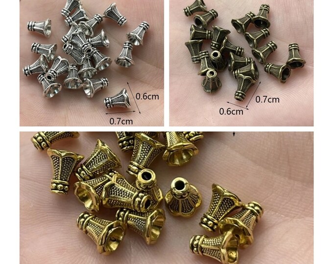 12pc 7.5x6.5mm antique finish metal small bead caps-pls pick a color