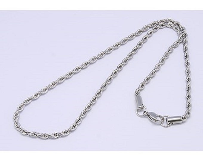 Wholesale 5 pc 19.25 inches stainless steel Unisex Rope Chain Necklaces-FM21