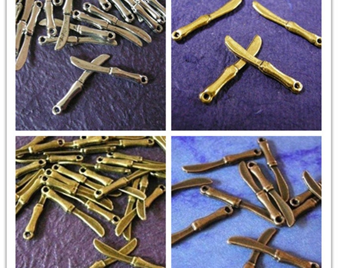 12pc 25x4mm antique finish metal knife charms-pls pick a color