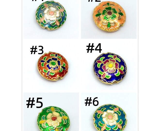 2pc 18mm Metal with enamel flower shape Beads R706-pls pick your color