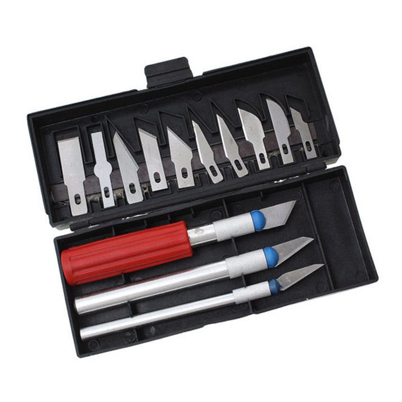Hobby Knife Razor Blade Set Kit w/ Case Cutter Tool Exacto Etsy