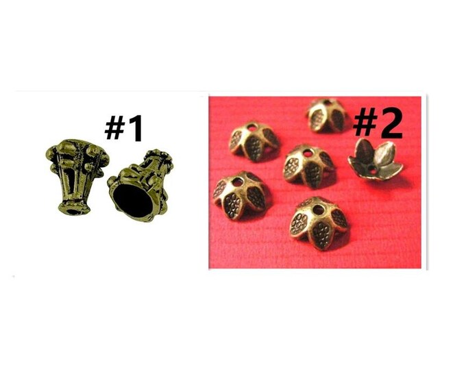 20pc antique bronze finish metal cone shape bead cap-pls pick a style