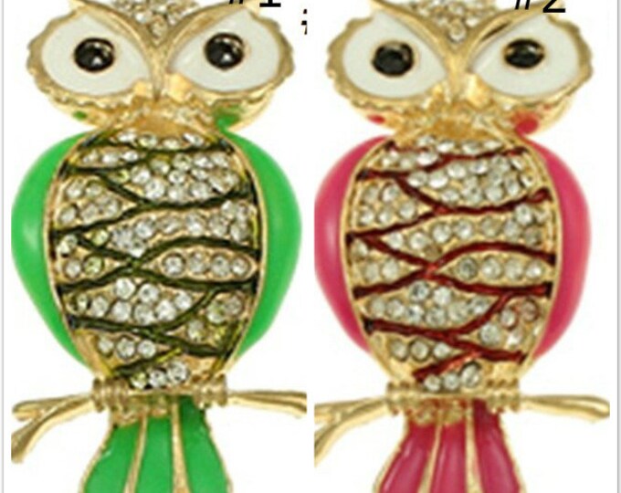 1pc 50x23mm zinc alloy enamel with rhinestone  owl pendant-pls pick your color