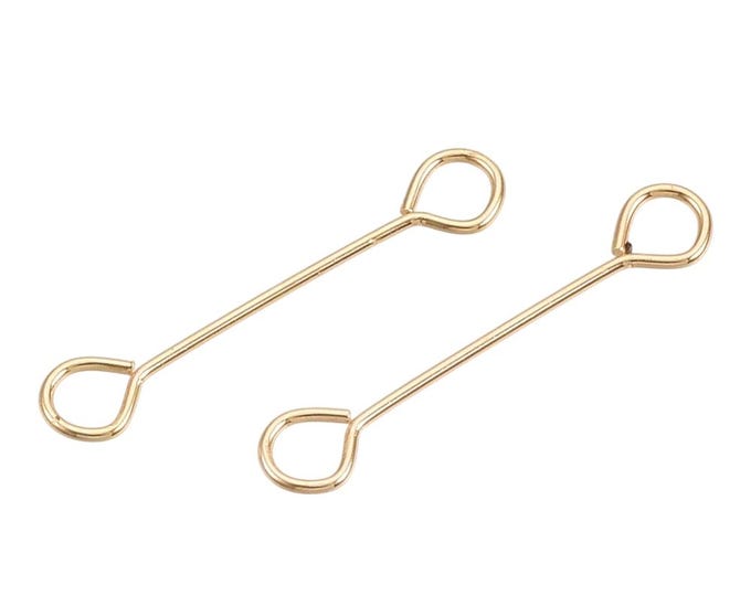 100pc light gold finish iron made double sided eye pins 15mm long