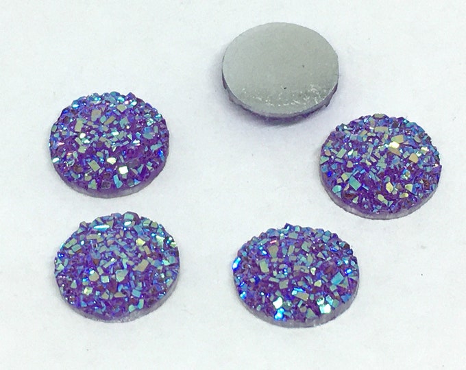 10pc 12mm round shape glitter  resin cabochons-s402D