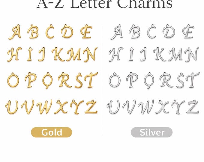 Tarnish Resistant Stainless Steel Charms, Alphabet Set 26pcs-pls pick color