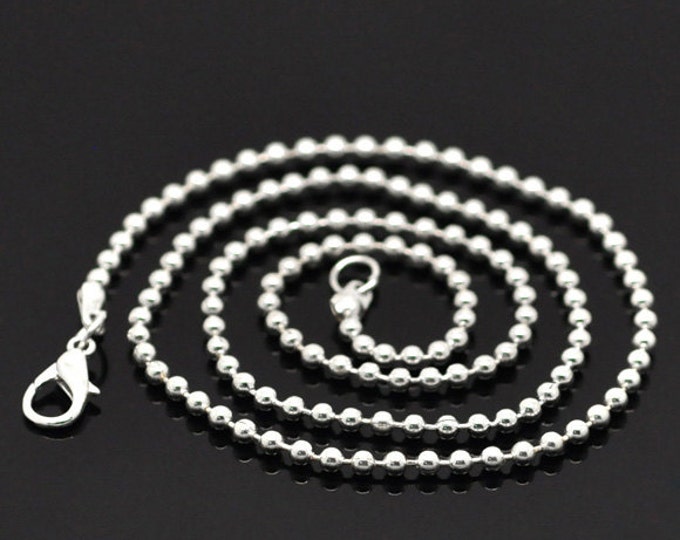 4pc  20 inches silver finish ball chain necklaces-7558