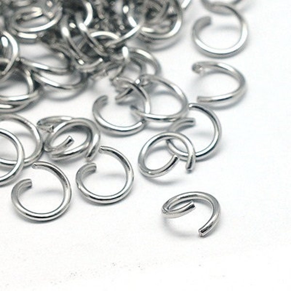 100pc stainless steel open jump rings -pls pick a size