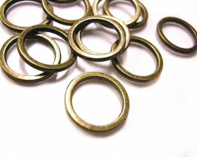 24pc 15mm antique bronze metal smooth rings-3603