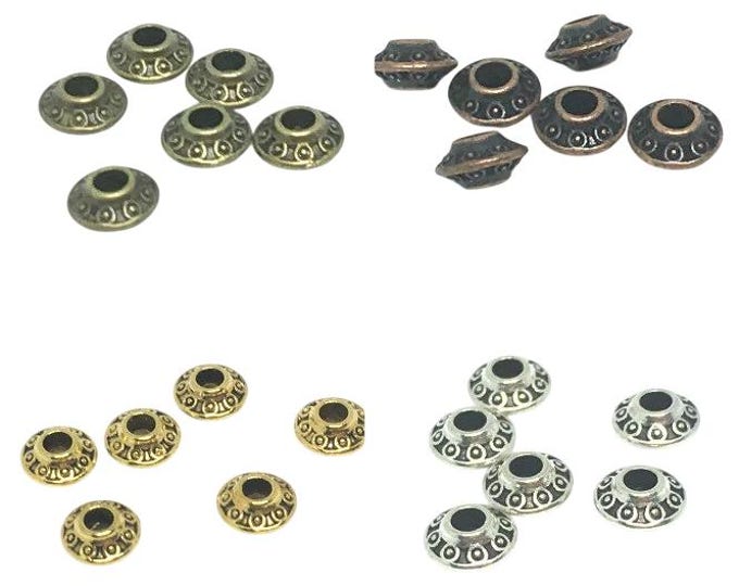 20pc 6.5x3.5mm antique finish metal spacers BK120-pls pick a color