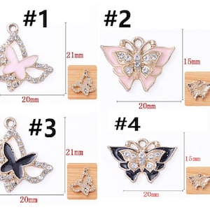 4pc  meta with enamel and rhinestone butterfly pendants- pls pick a style