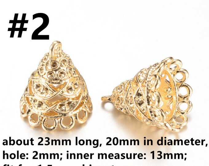 4pc  gold finish bell shape Tassel Cap Bail -Pls pick a style