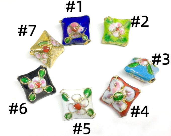 2pc 12mm Rhombus shape handmade  Cloisonne Beads -LL1388-pls pick your color