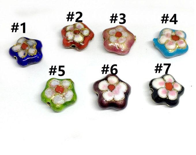 4pc 16mm flat flower shape handmade Cloisonne Beads LL1400-pls pick your color
