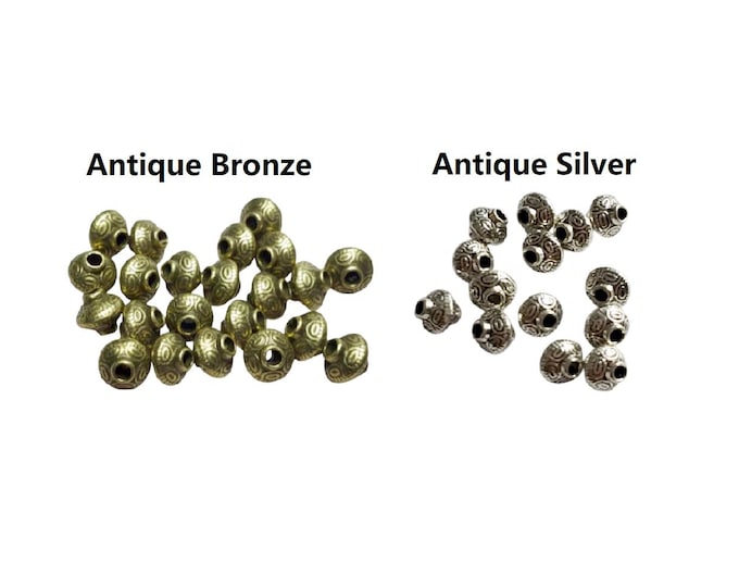 30pc 6x5.5mm antique finish bicone metal beads-pls pick a color