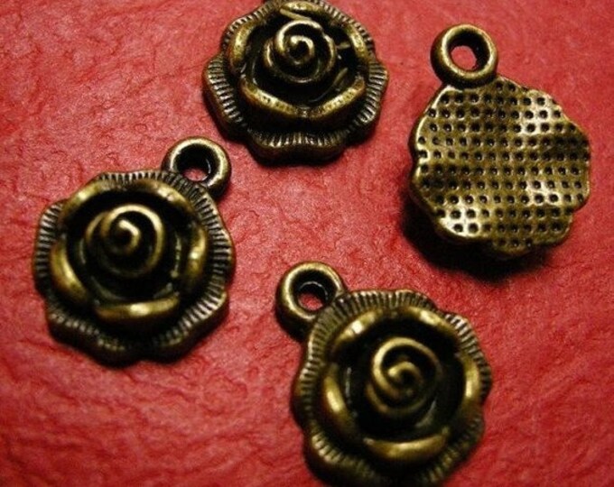 6pc antique bronze finish nickel free rose pendant-3541