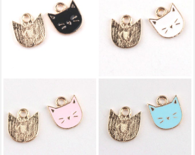 6pc 14x12mm zinc alloy  with enamel cat pendant-pls pick your color