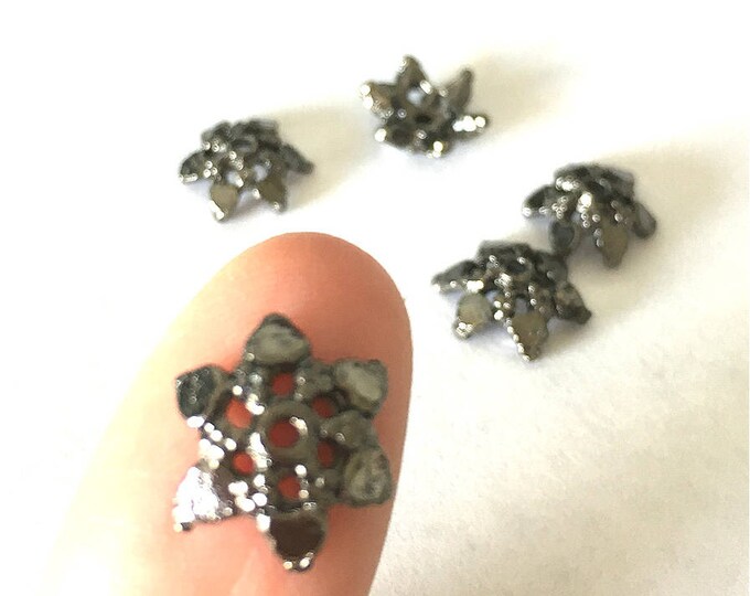 20pc 11mm gunmetal finish metal bead caps-7493W