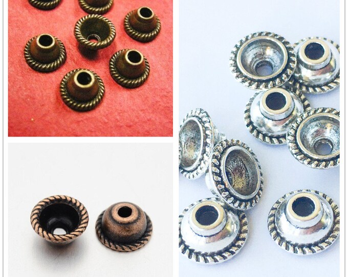 24 pc 10mm antique finish metal bead cap-pls pick a color