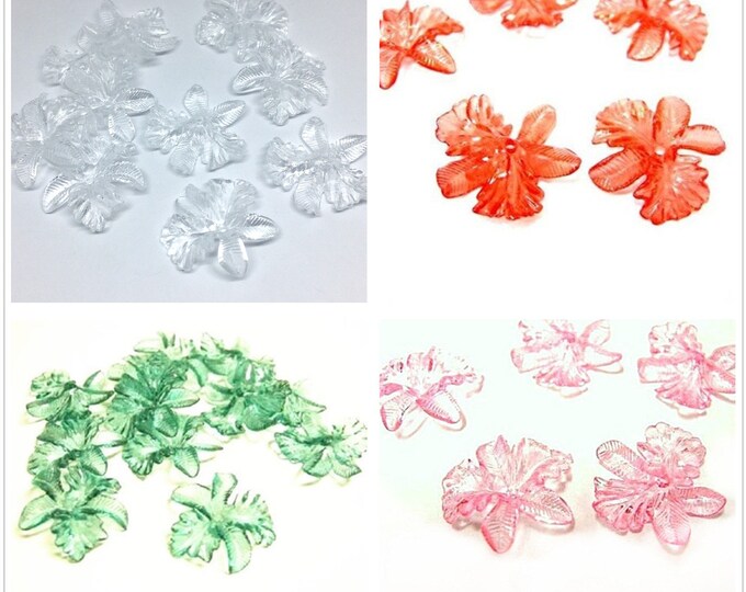10pc transparent acrylic flower shape bead-pls pick a color
