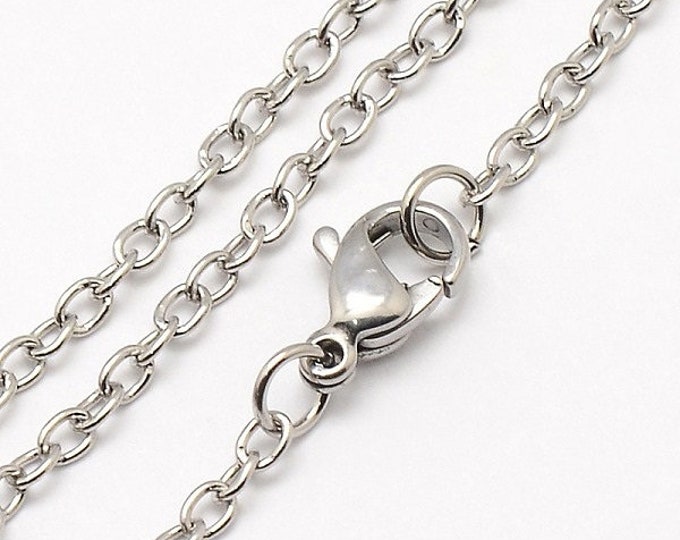 Wholesale 10 pc of  stainless steel cable chain(2.5x2mm) necklaces 17.5"- TCB46