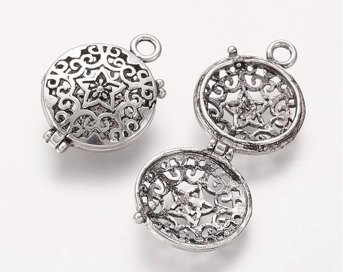 2pc 21x15mm antique silver finish brass made Diffuser Locket Pendant-7311X
