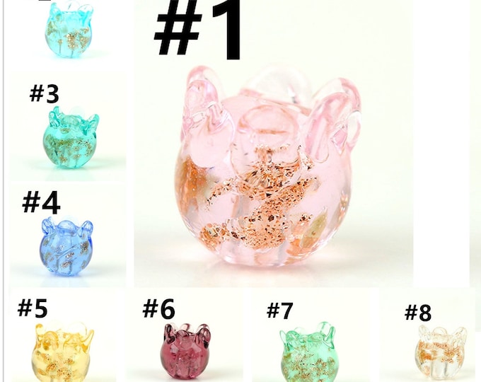 4pc 10X8.5mm handmade lampwork glass flower beads-LL503-pls pick a color