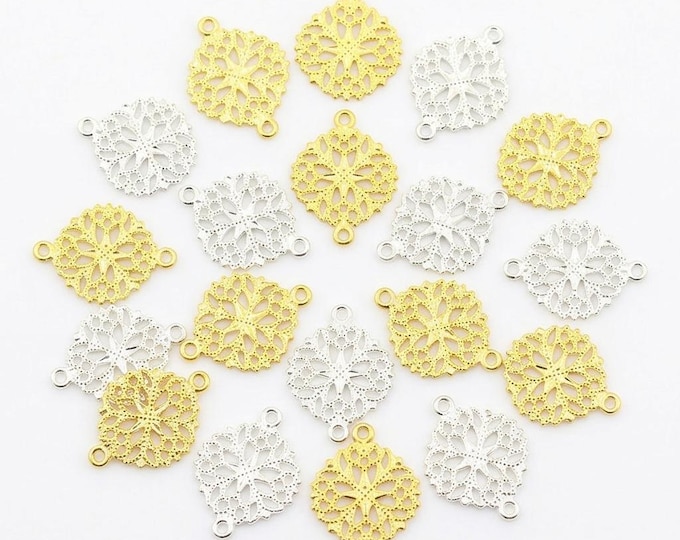 50pc 15x13mm  Filigree Round Charms-pls pick a color