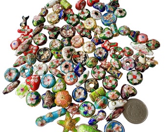 Wholesale 100pcs mix pattern cloisonné finding beads lot